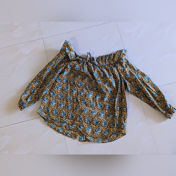 J.Crew Off the Shoulder Ratti Elephant Print Top long sleeve size 14 - Picture 3 of 16